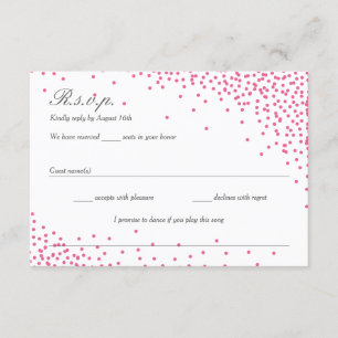 Pink & Grey Confetti Dots Wedding RSVP cards