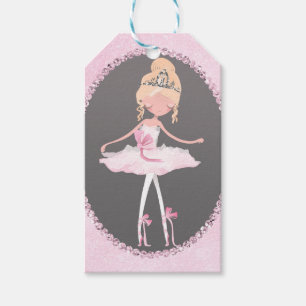 Pink & Grey Couture Ballerina Birthday Party Gift Tags