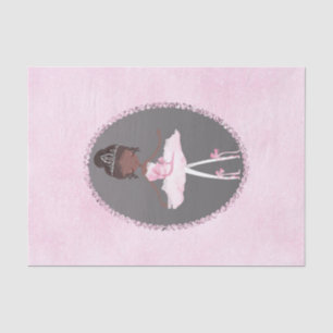 Pink & Grey Couture Dark Ballerina Birthday Party Tissue Paper