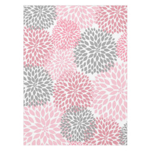 Pink Grey Dahlia floral art decor, flowers Tablecloth