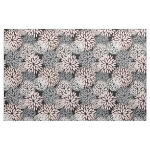 Pink Grey Dahlia Floral Pattern Fabric