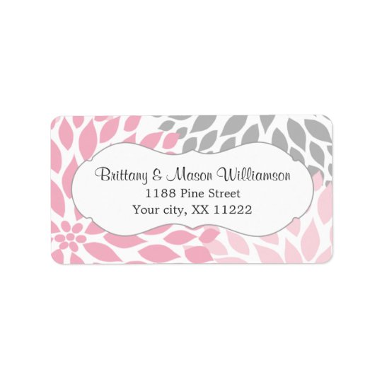Pink Grey Dahlia Wedding Bridal Baby Shower custom Address Label