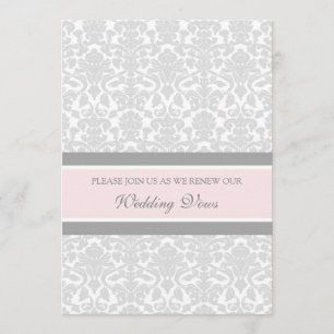 Pink Grey Damask Wedding Vow Renewal Invitations