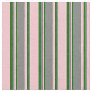Pink, Grey & Dark Green Coloured Pattern Fabric