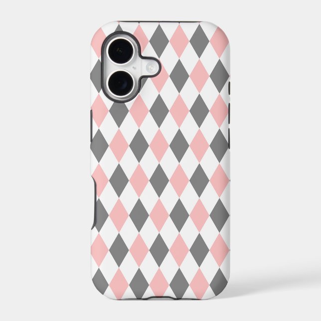 Pink Grey Diamond Mosaic Pattern (Back)