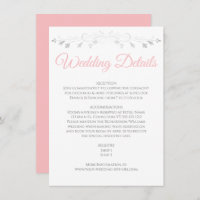 Pink & Grey Elegant Wedding Details Enclosure Card
