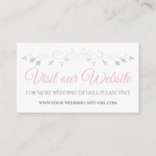 Pink & Grey Elegant Wedding Visit Our Website Card