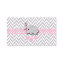 Pink Grey Elephant 🐘 Baby Shower Diaper Raffle