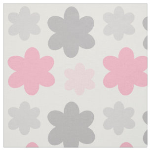 Pink Grey Floral Flower Fabric