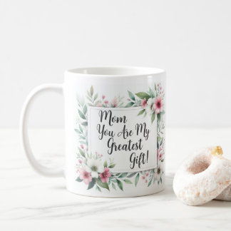 Pink & Grey Floral Mum Mother Coffee Mug