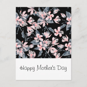 Pink & Grey Floral Watercolor Pattern Mother's Day Postcard