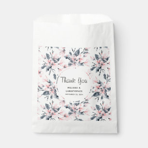 Pink & Grey Floral Watercolor Pattern Wedding Favour Bag