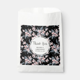 Pink & Grey Floral Watercolor Pattern Wedding Favour Bag