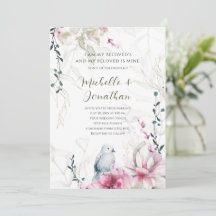 Pink Grey Floral with Dove Christian Bible Wedding