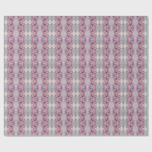Pink Grey Flower Tulip Mirror Pattern Cross Square Wrapping Paper