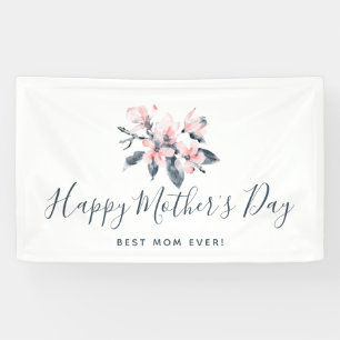 Pink & Grey Flowers Classy Watercolor Mother's Day Banner