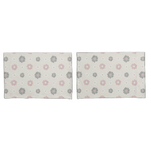 Pink & Grey Flowers Pillowcase
