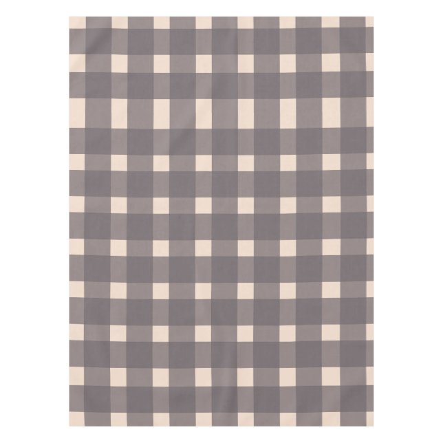 Pink Grey Gingham Pattern Tablecloth (Front)