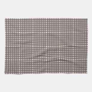 Pink Grey Gingham Plaid Pattern Tea Towel