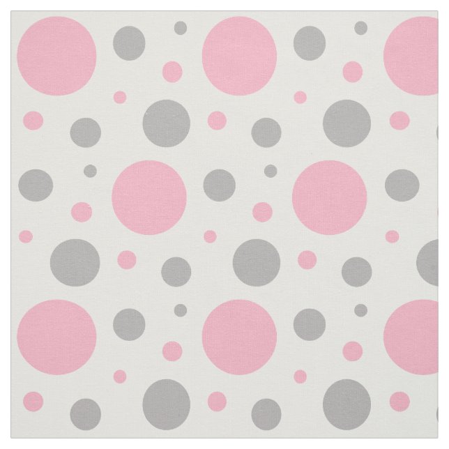 Pink Grey Grey Polka Dot Geometric Design Fabric (Swatch)