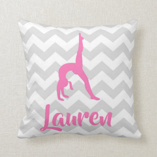 Pink Grey Gymnastics Throw Pillow
