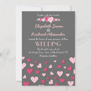 Pink Grey Love Modern and Chic Wedding Invitation
