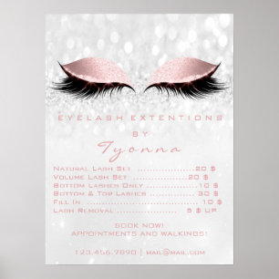 Pink Grey Makeup Eyes Lashes Extension Price List Poster