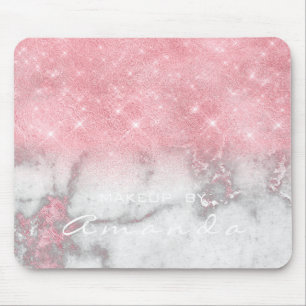 Pink Grey Marble Sparkly Glitter Branding Beauty Mouse Pad