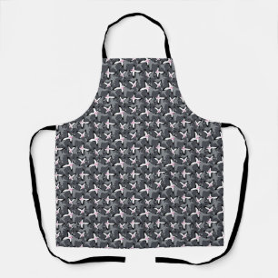 Pink grey modern abstract flowers apron