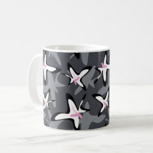 Pink grey modern abstract flowers coffee mug