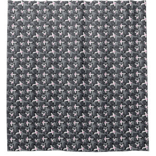 Pink grey modern abstract flowers shower curtain