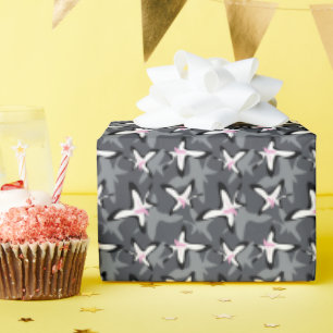 Pink grey modern abstract flowers wrapping paper