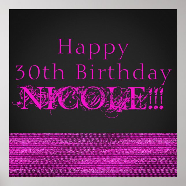 Pink & Grey Modern Glam Sequins Party Banner Poster (Front)