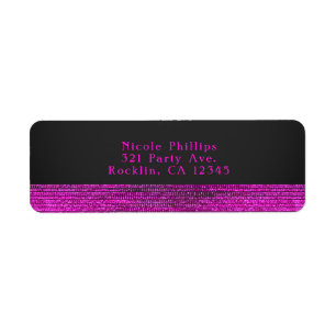 Pink & Grey Modern Glam Sequins Party Invitation Return Address Label