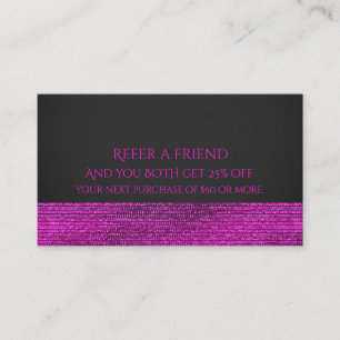 Pink & Grey Modern Glam Sequins Refer a Friend Referral Card