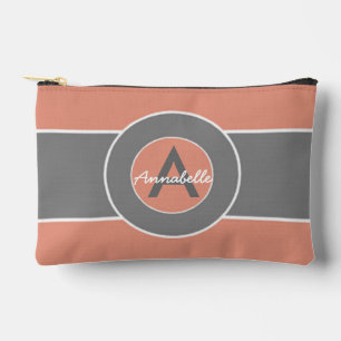 Pink Grey Monogram Personalised Accessory Pouch