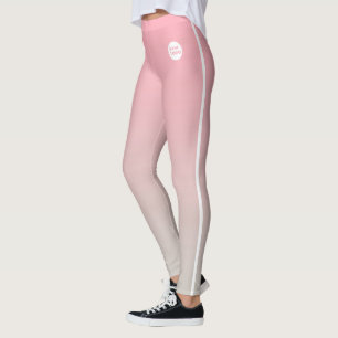 Pink Grey Ombre Gradient Custom Business Logo Leggings