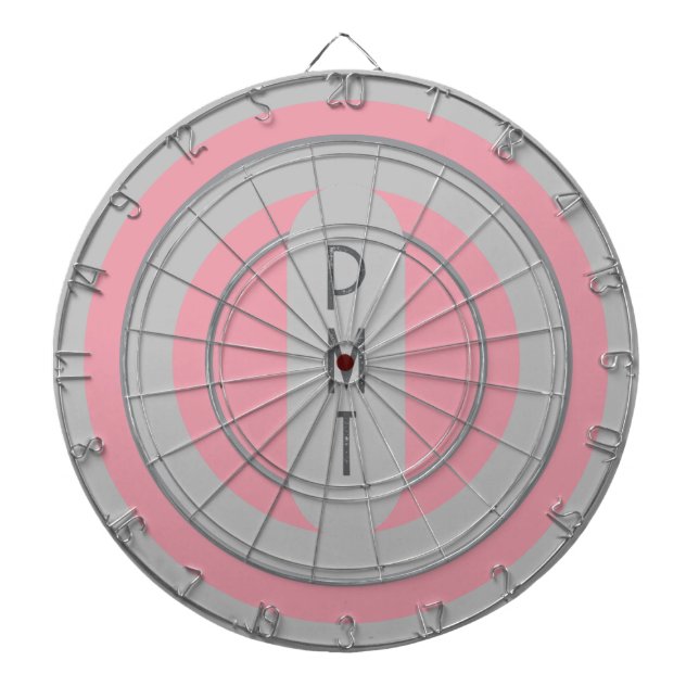 Pink Grey Personalised Dart Board (Front)