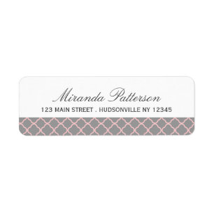 Pink + Grey Quatrefoil Address Labels