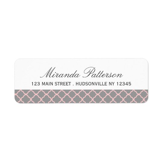 Pink + Grey Quatrefoil Address Labels