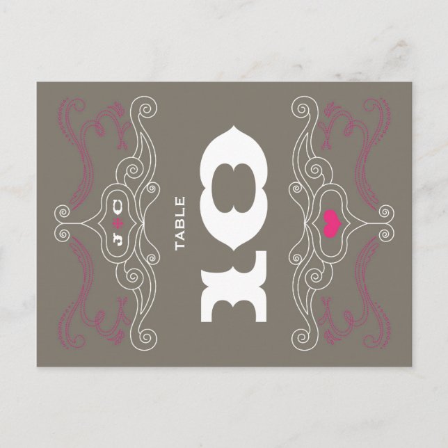 Pink & Grey Rock 'n' Roll Music Themed Wedding Postcard (Front)