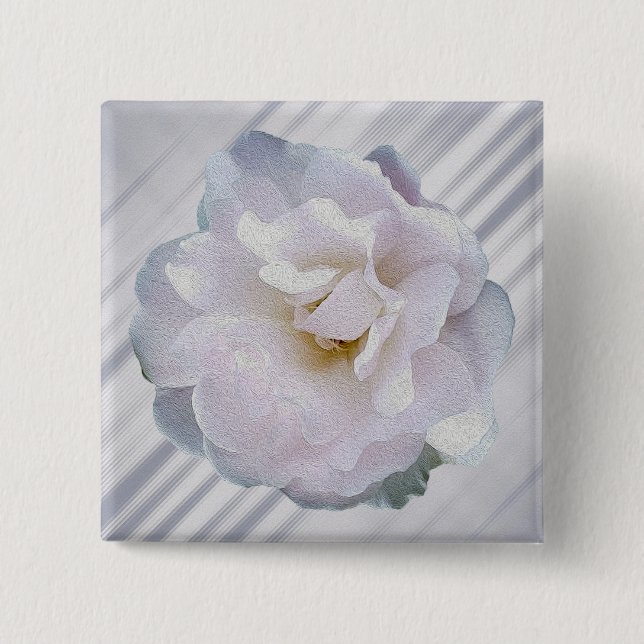 Pink grey rose 15 cm square badge (Front)