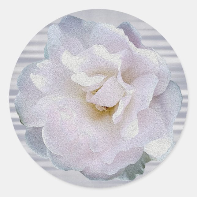 Pink grey rose classic round sticker (Front)