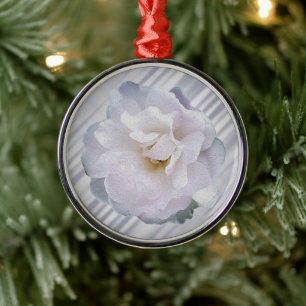Pink grey rose metal ornament