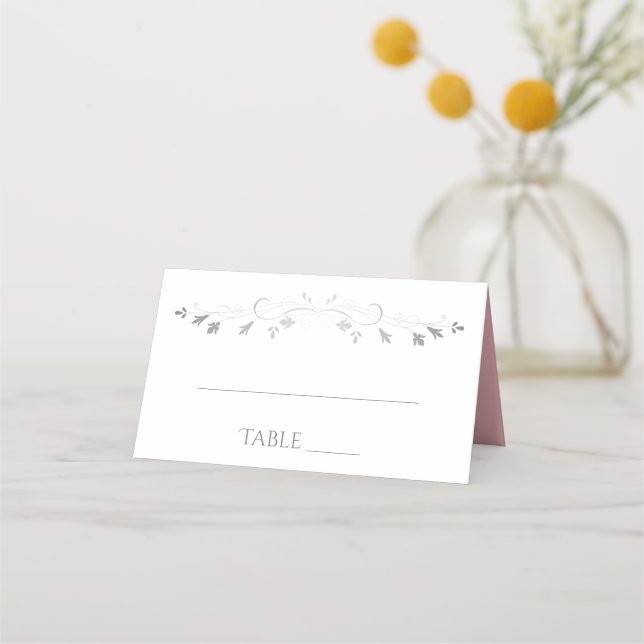 Pink & Grey Simple Elegant Wedding Place Cards (Front)