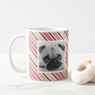 Pink Grey Stripe Pattern Custom Photo Mug