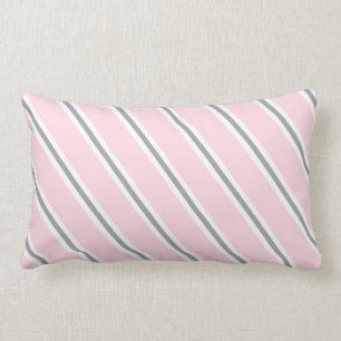 Pink Grey Striped Baby Nursery Decor Lumbar Cushion