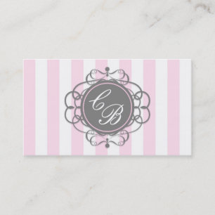 Pink & Grey Stripes Chic Boutique Business Card