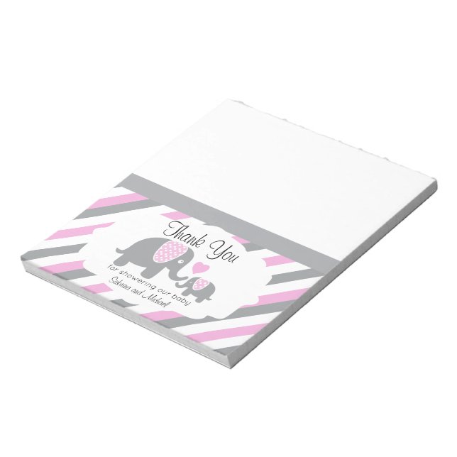 Pink & Grey Stripes Elephant  | Candy Toppers Notepad (Rotated)
