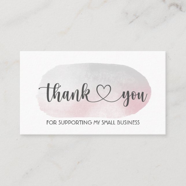 Pink/Grey Thank You for Supporting My Business Card (Front)